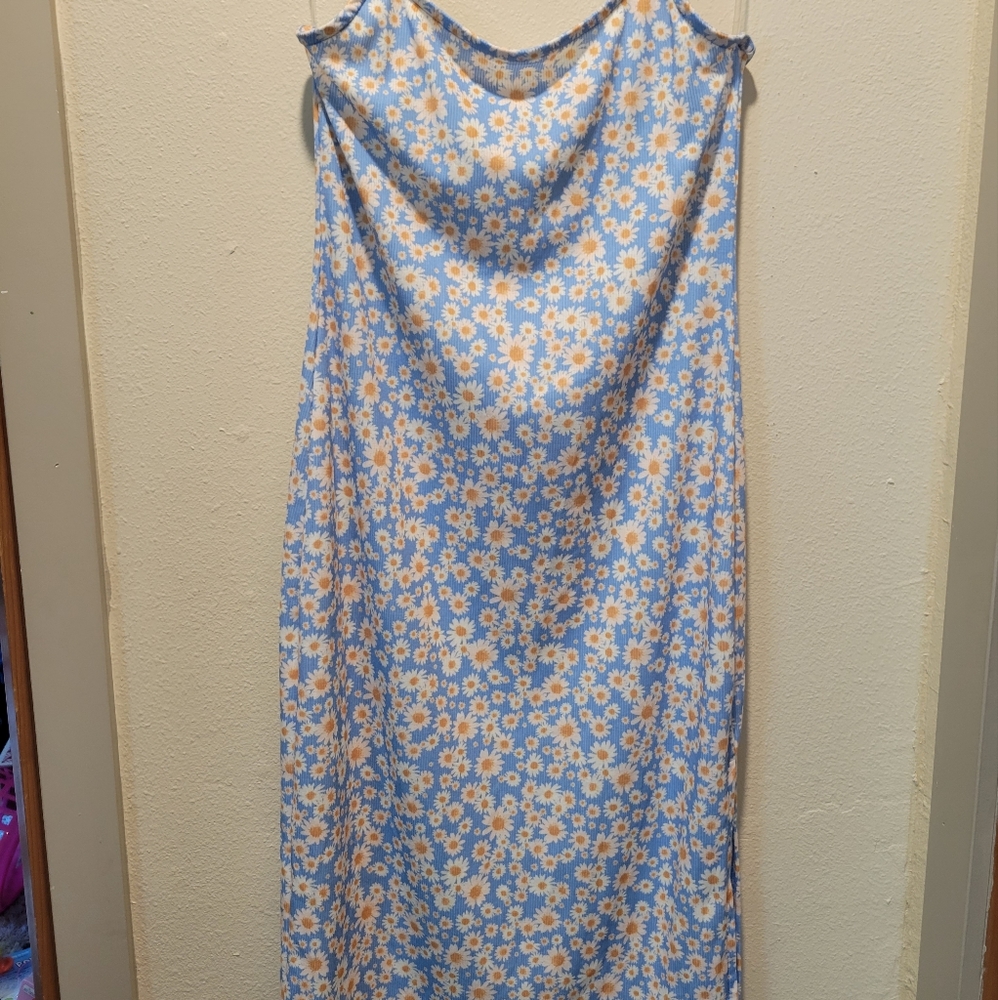 Blue daisy dress sz Lg